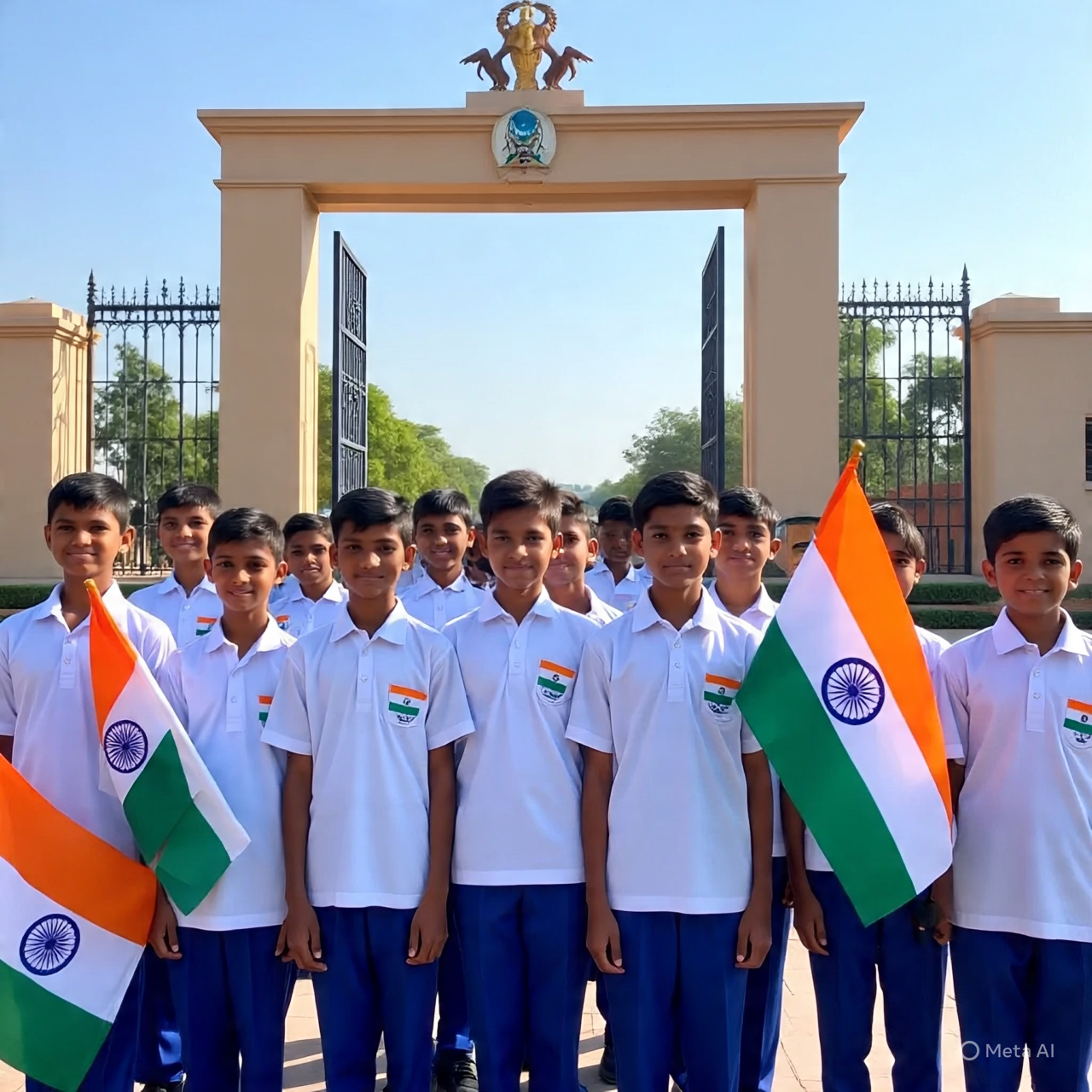 Students At Academy Gate